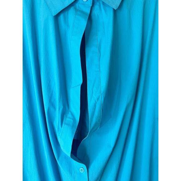Eloquii Poplin Twofer Shirtdress Front Placket Long Sleeve Mini Size 18 Blue - Picture 7 of 16